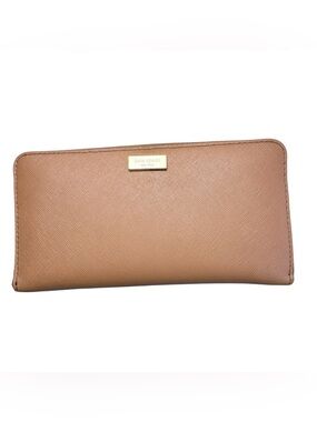 Kate Spade Rose Tan Zip-Around Saffiano Leather Wallet Sz M - L